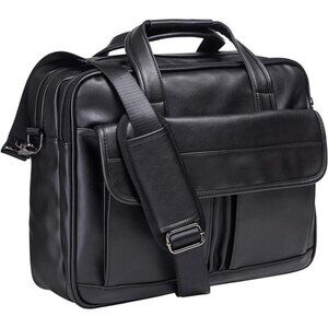 Men Laptop Bag Leather Messenger Bag Business Travel Briefcase Waterproof